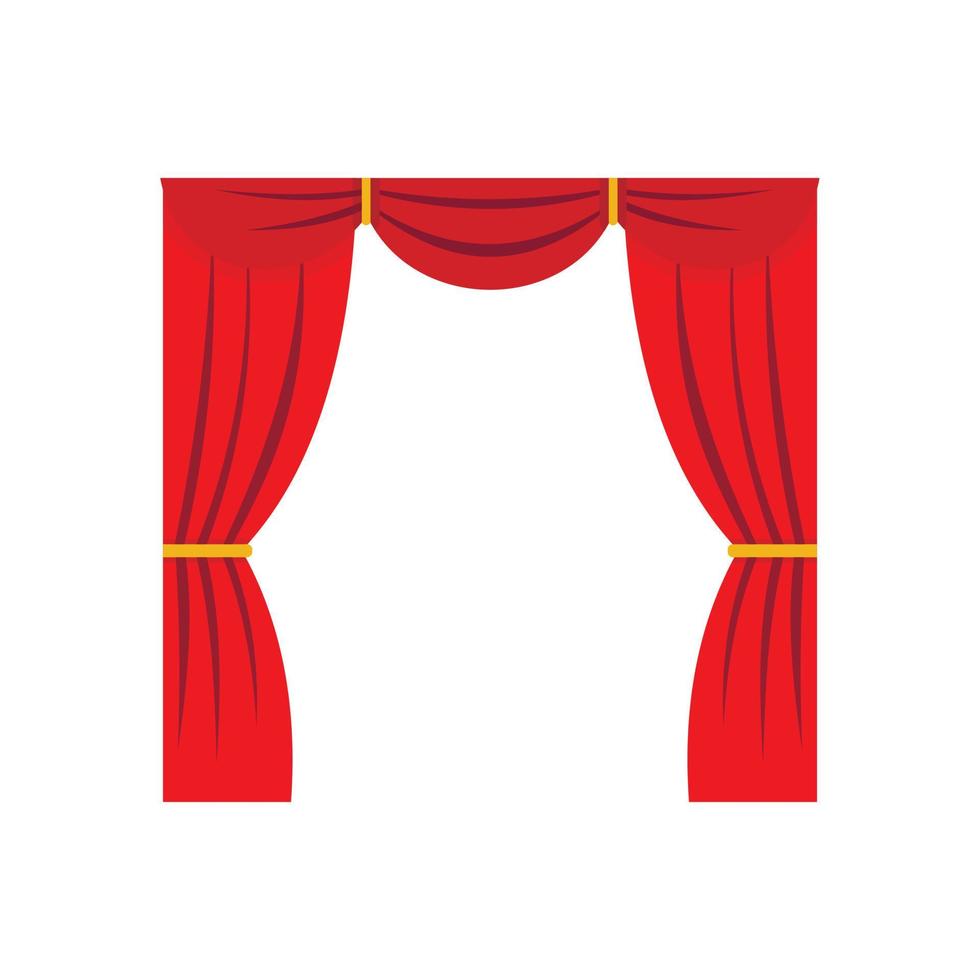 Curtain on stage icon, flat style vector