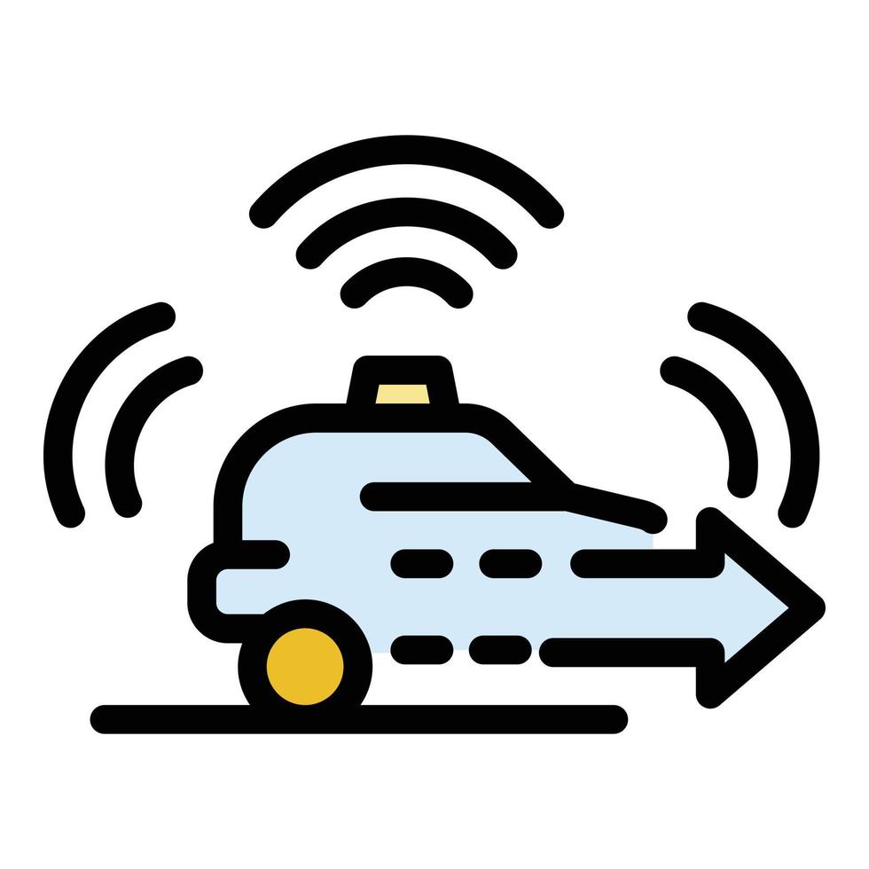 Driverless car icon color outline vector