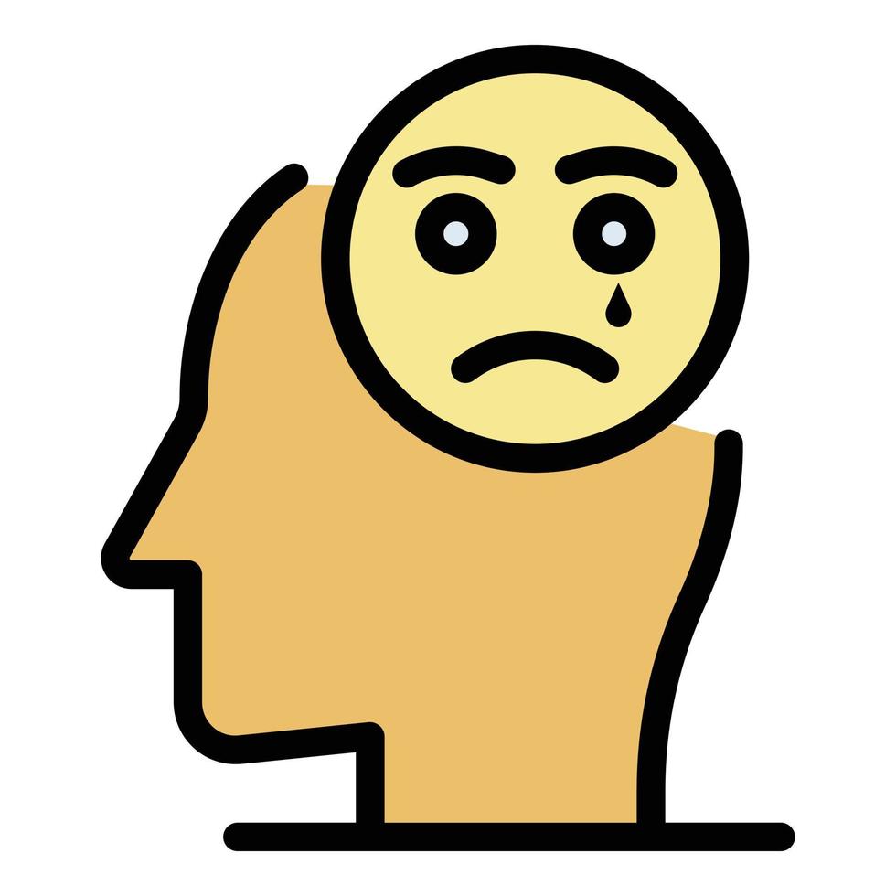 triste emoji depresión icono color contorno vector