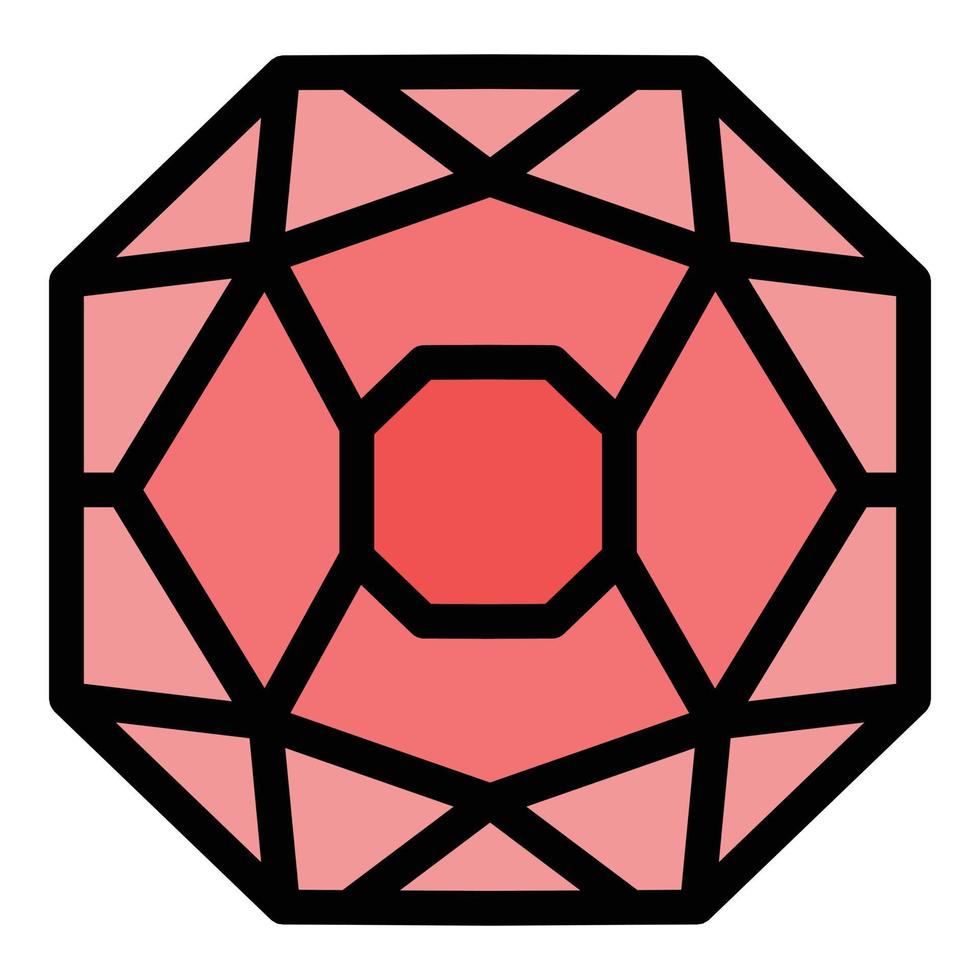 Gemstone jewel icon color outline vector