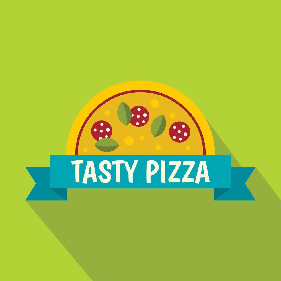 Tasty pizza label icon, flat style vector