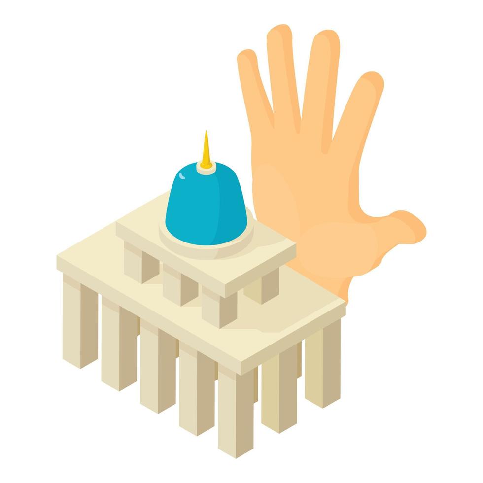 Democracy concept icon isometric vector. Legislature building open human palm vector