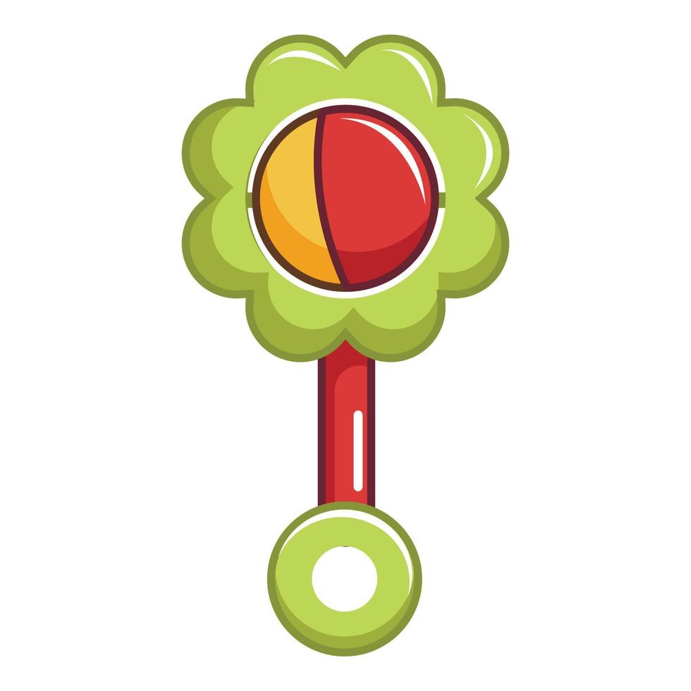 Colorful baby rattle icon, cartoon style vector