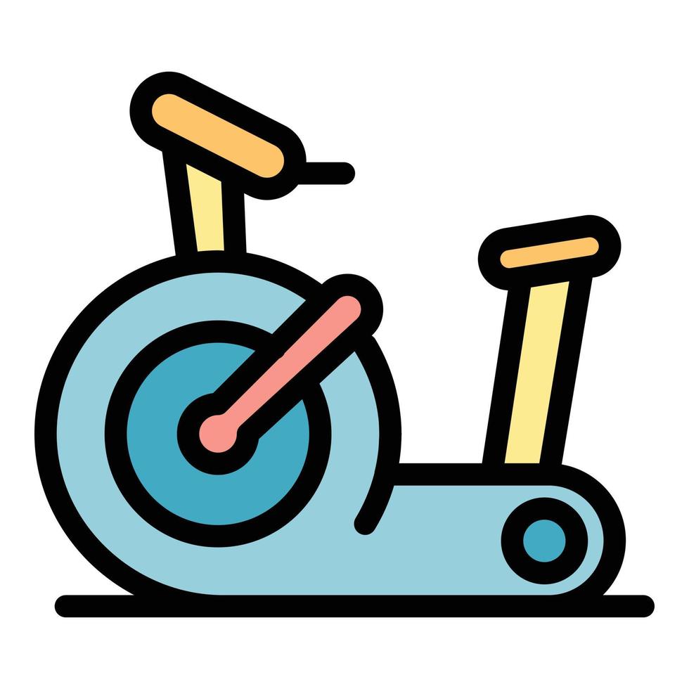 vector de contorno de color de icono de bicicleta de ejercicio de gimnasio