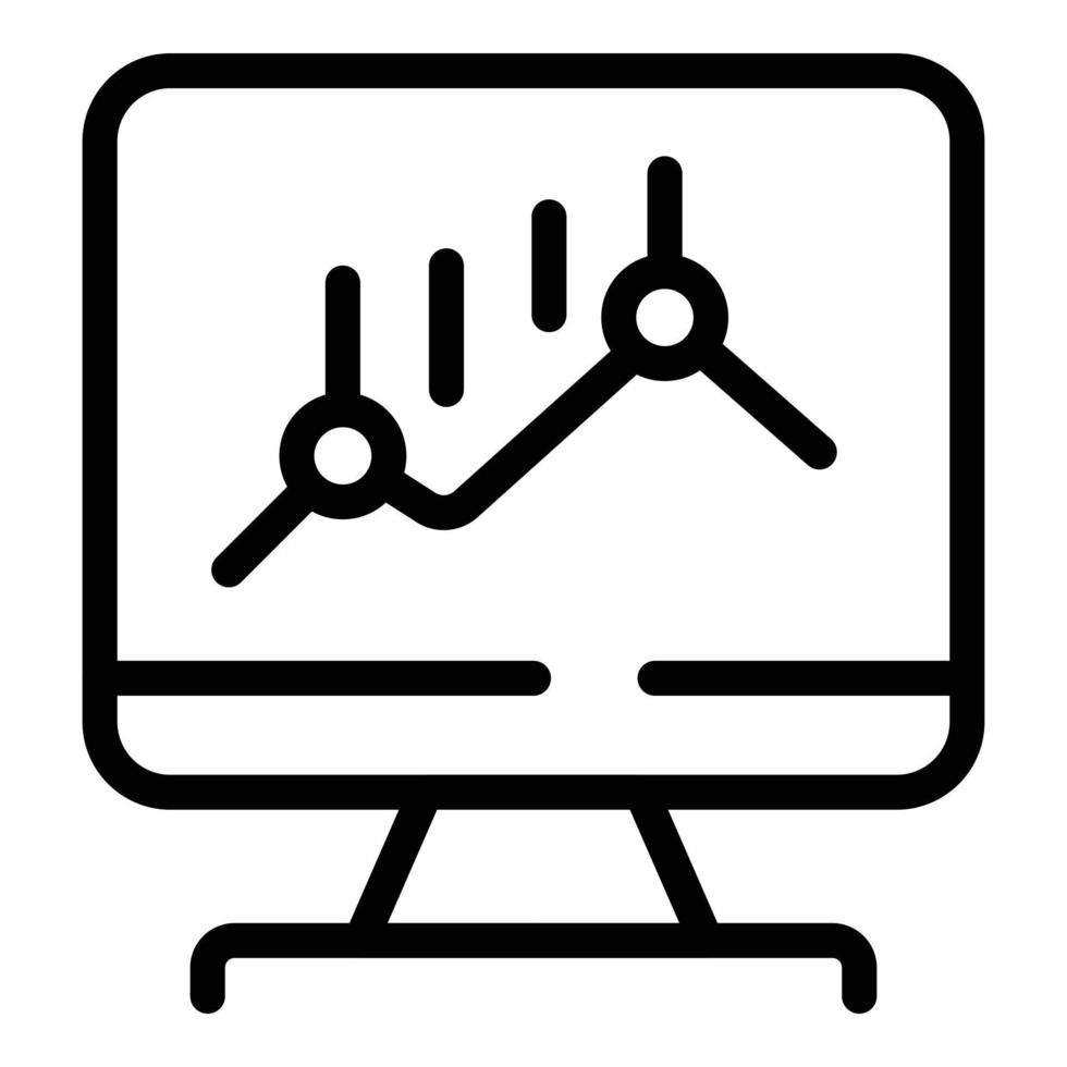 Monitor graph result icon outline vector. Data research vector