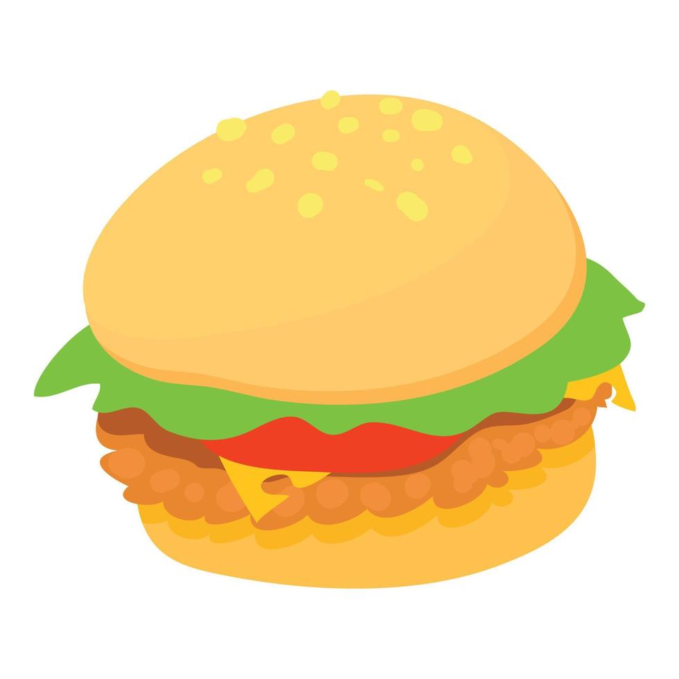 Burger icon, cartoon style vector