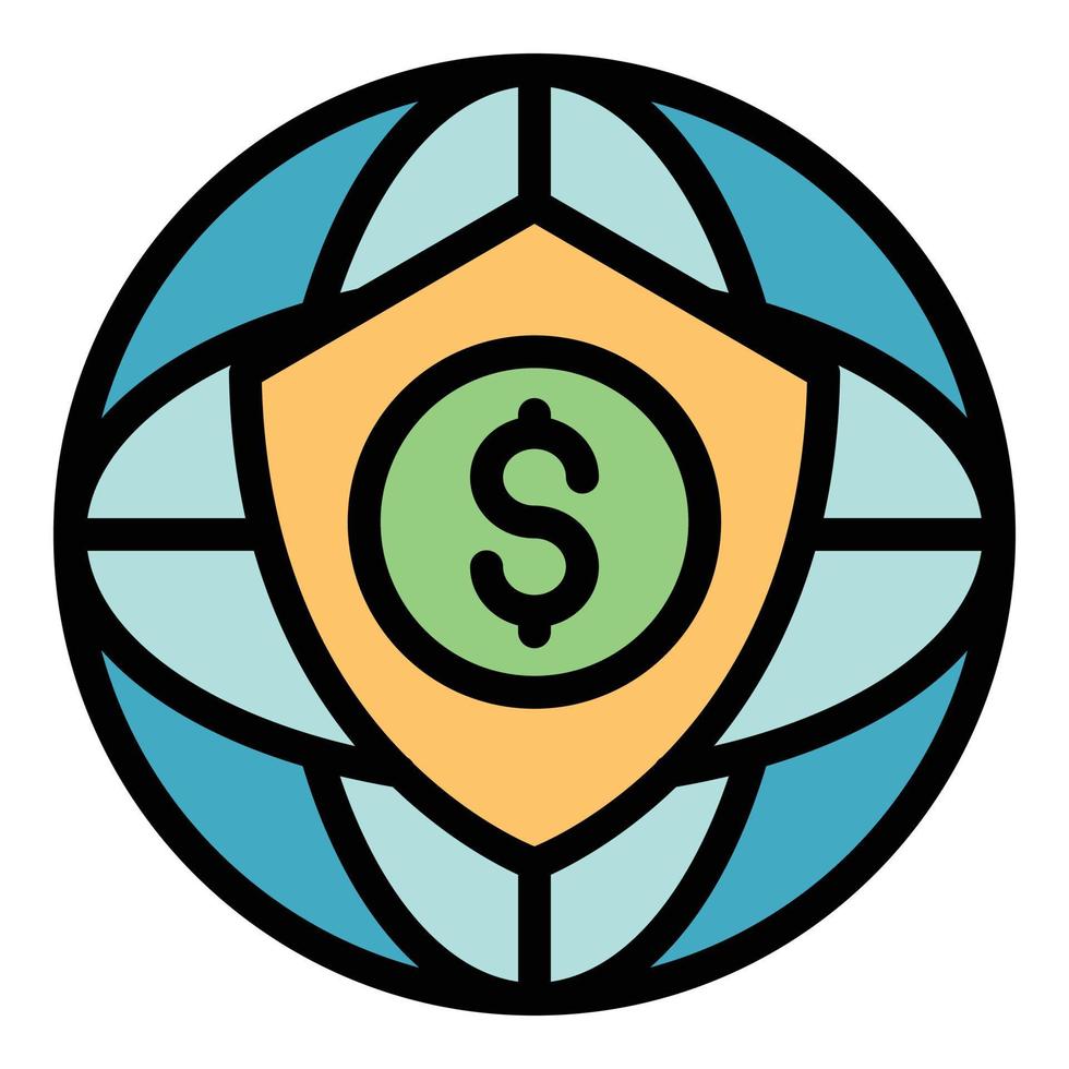 Secured credit union icon color outline vector