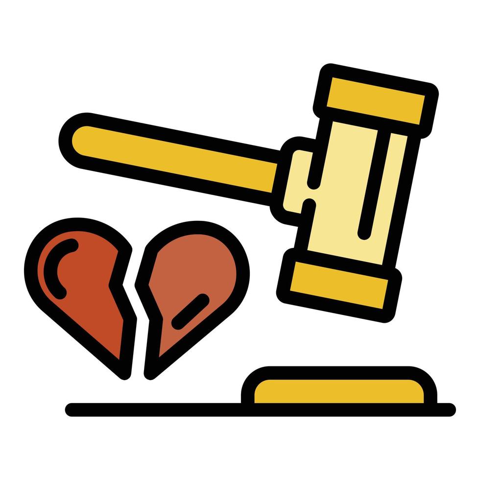 Divorce judge gavel icon color outline vector