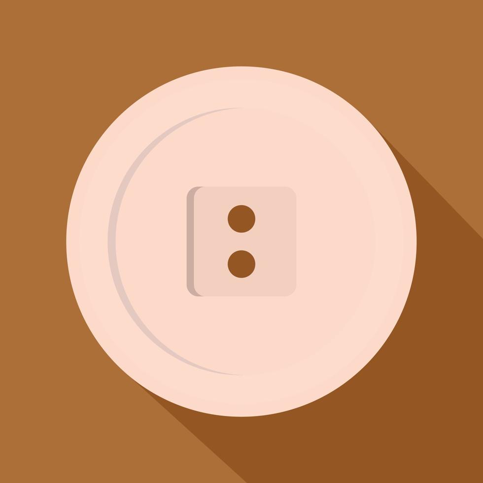 White sewing button icon, flat style vector