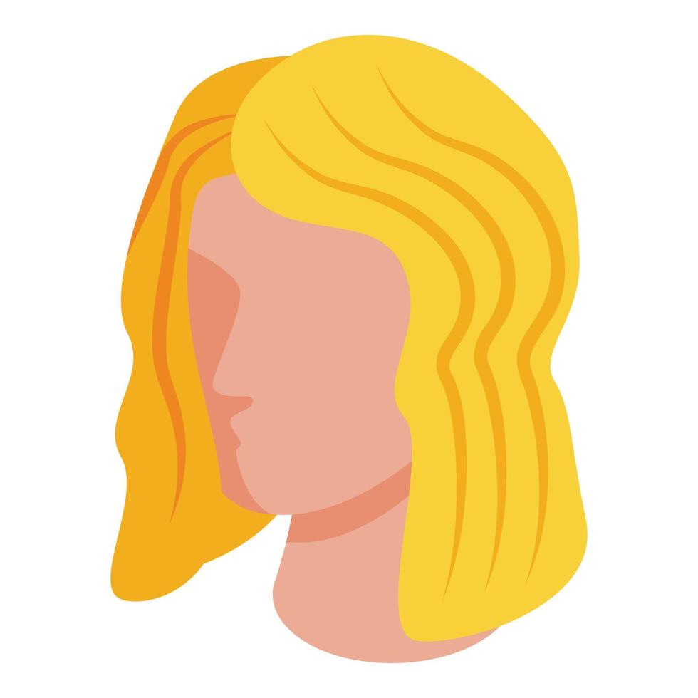 vector isométrico de icono de cabello rubio. mujer niña