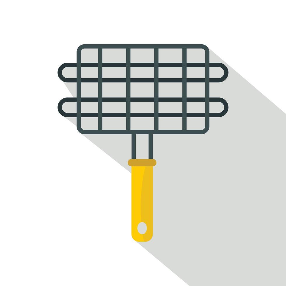 Steel grid for grill icon, flat style vector