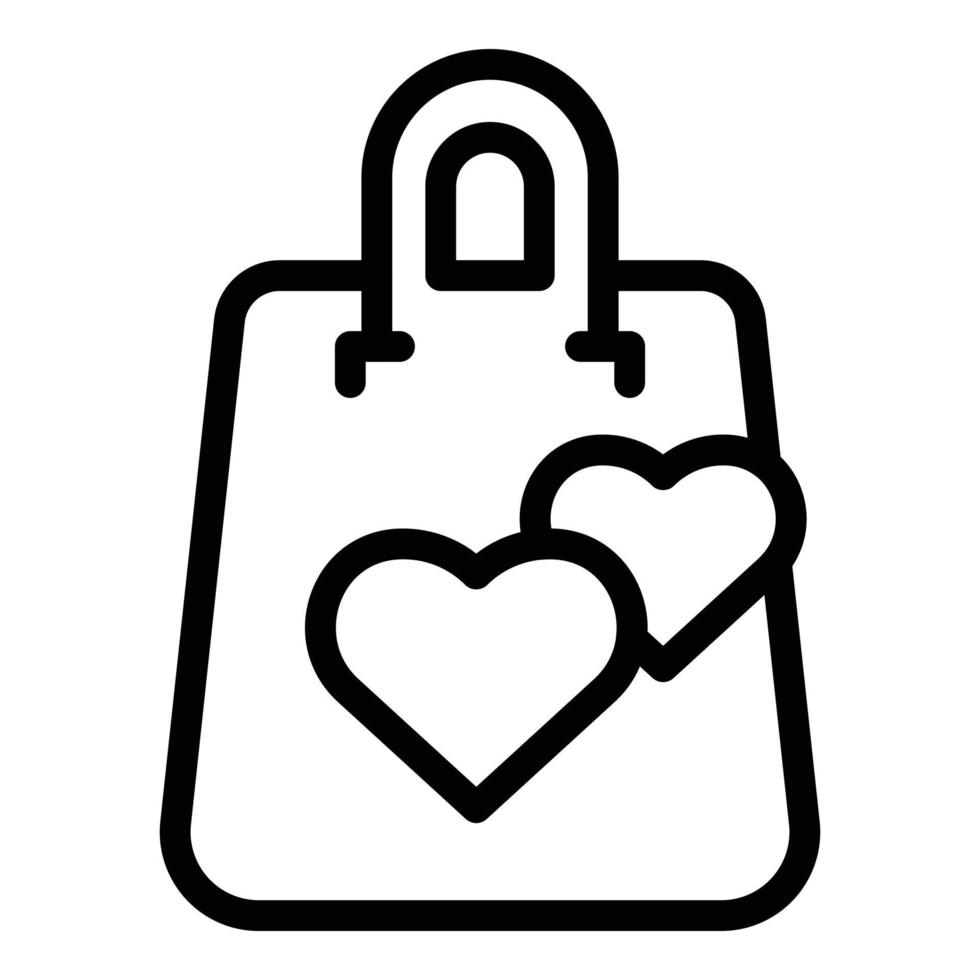 vector de contorno de icono de bolsa de amor de deseo. carro del sitio web