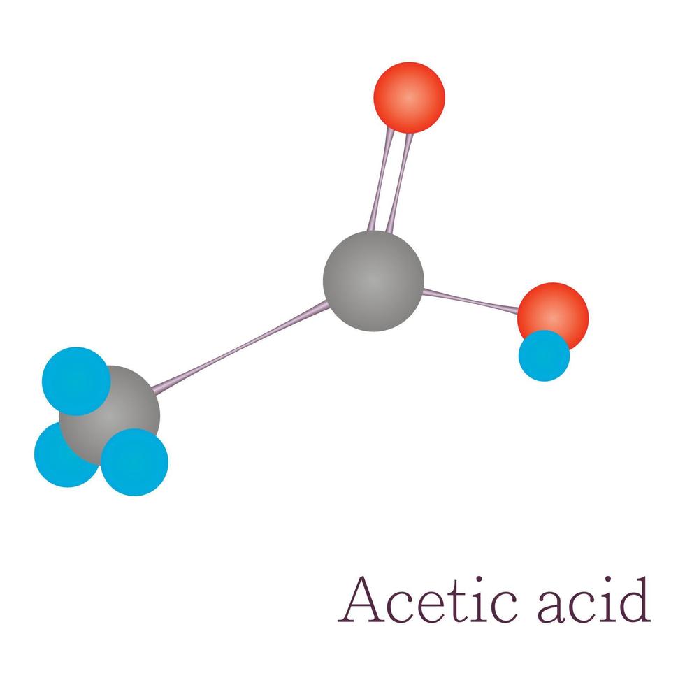 ácido acético 3d molécula química ciencia vector