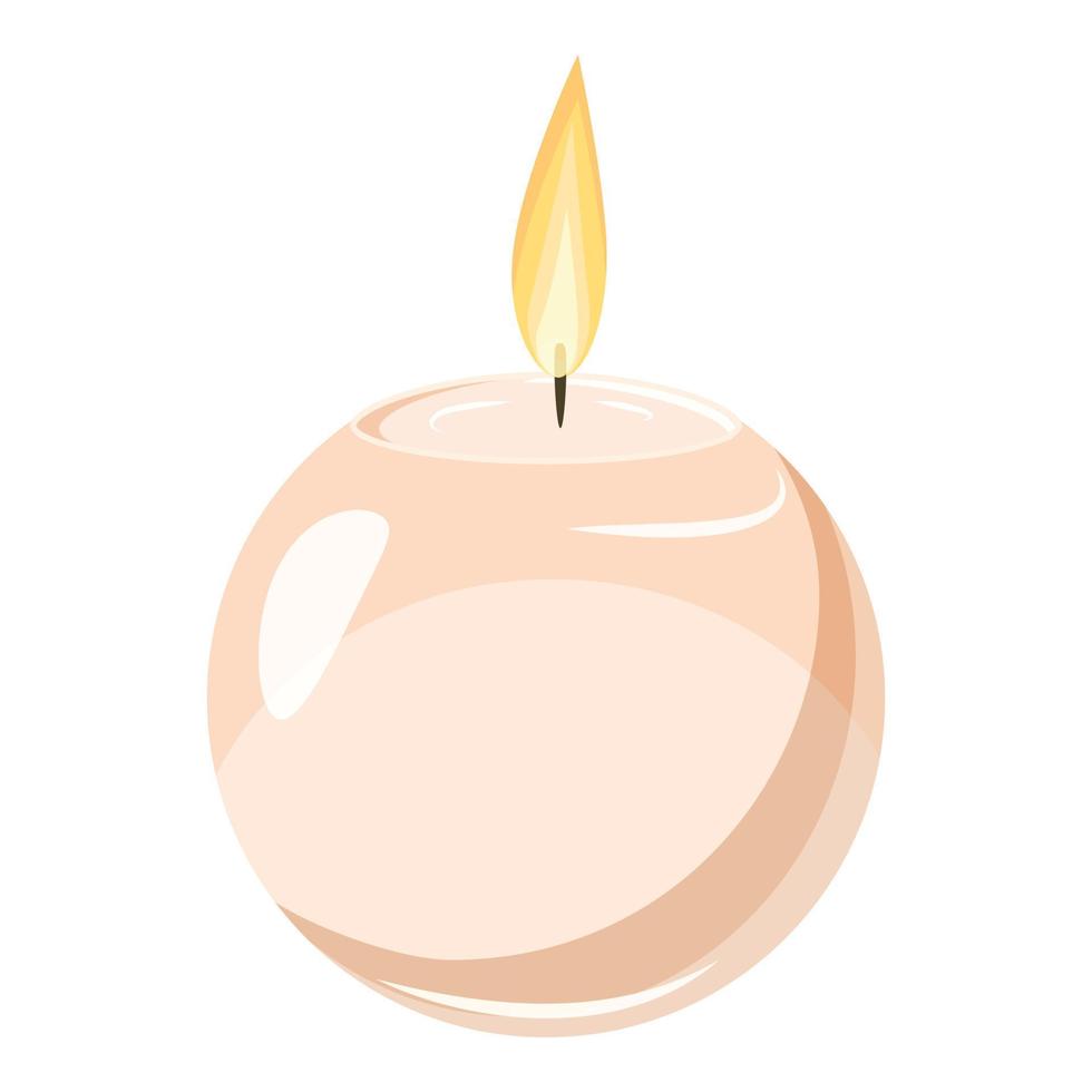 Round candle icon, cartoon style vector