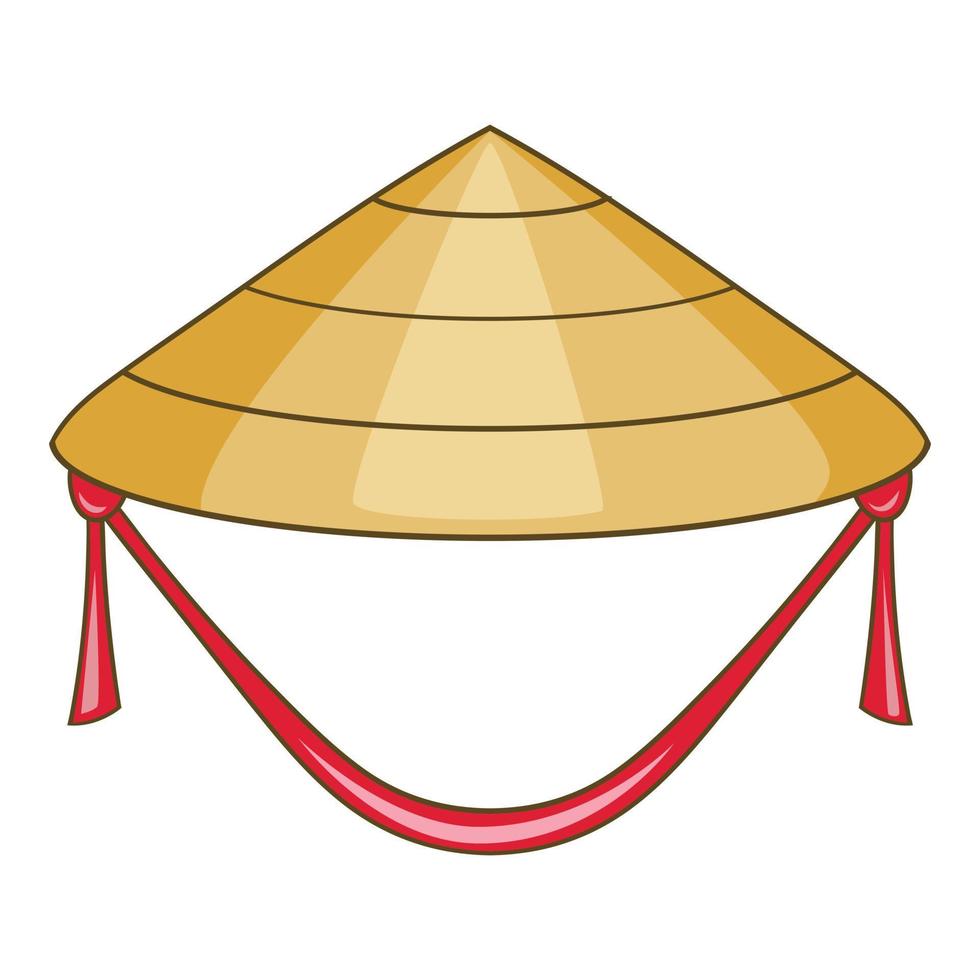 Asian conical hat icon, cartoon style vector