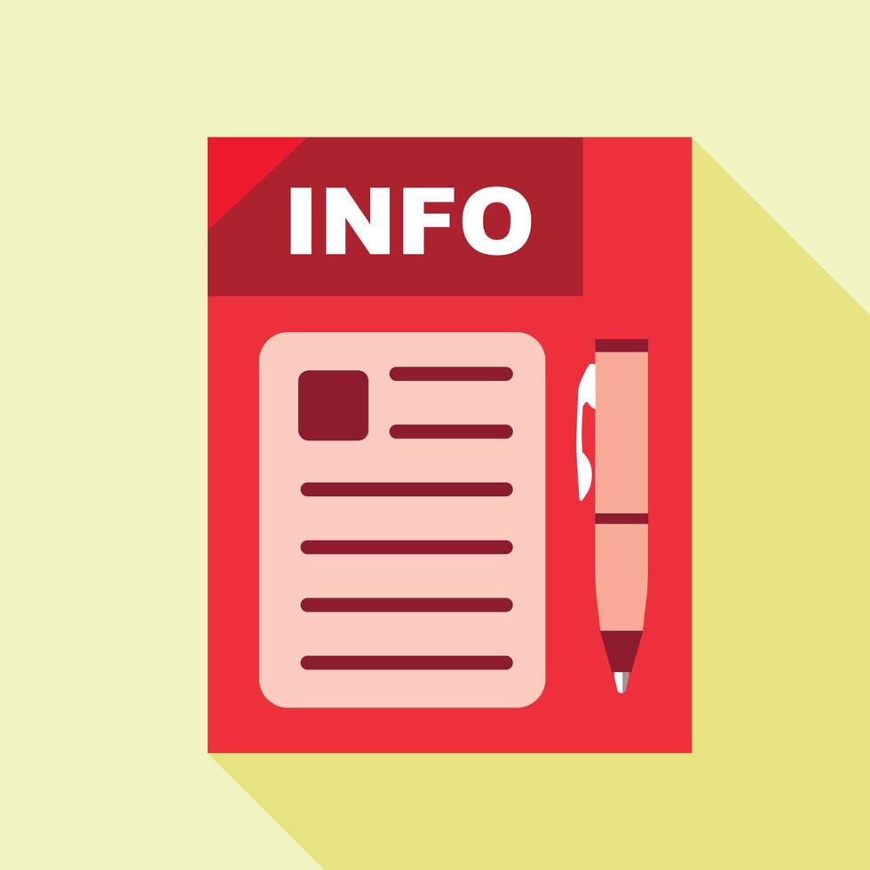 Red info board icon, flat style vector