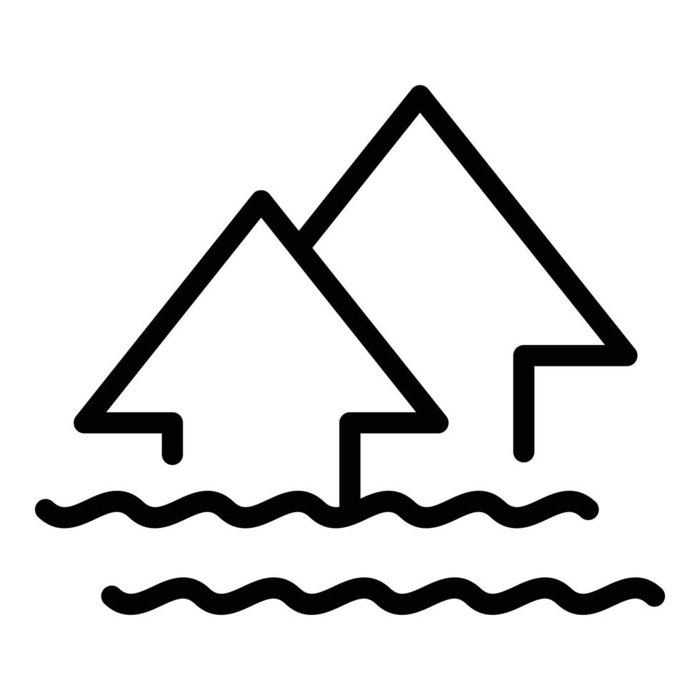 Rise sea level icon outline vector. Ocean water vector