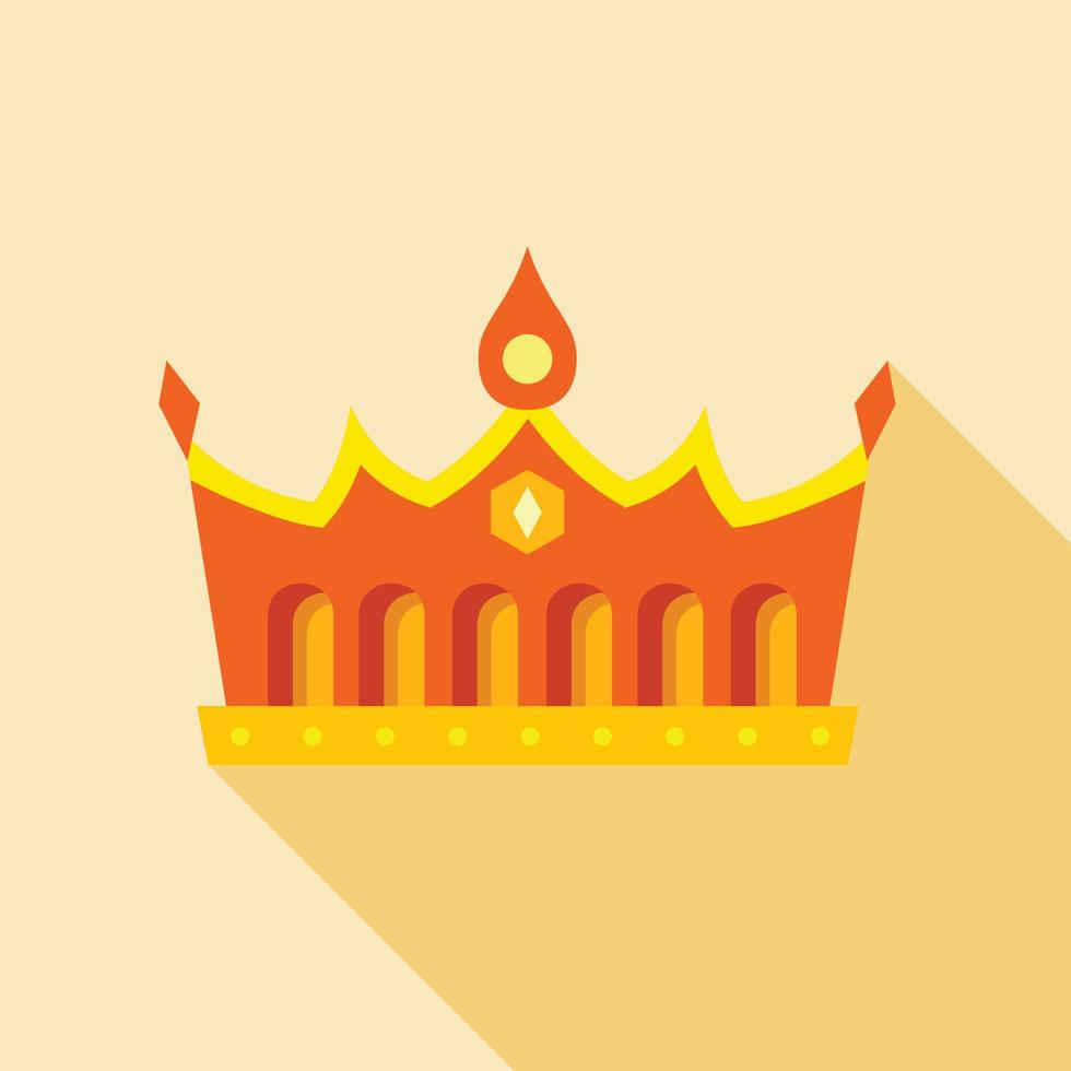 Royal gold crown icon, flat style vector