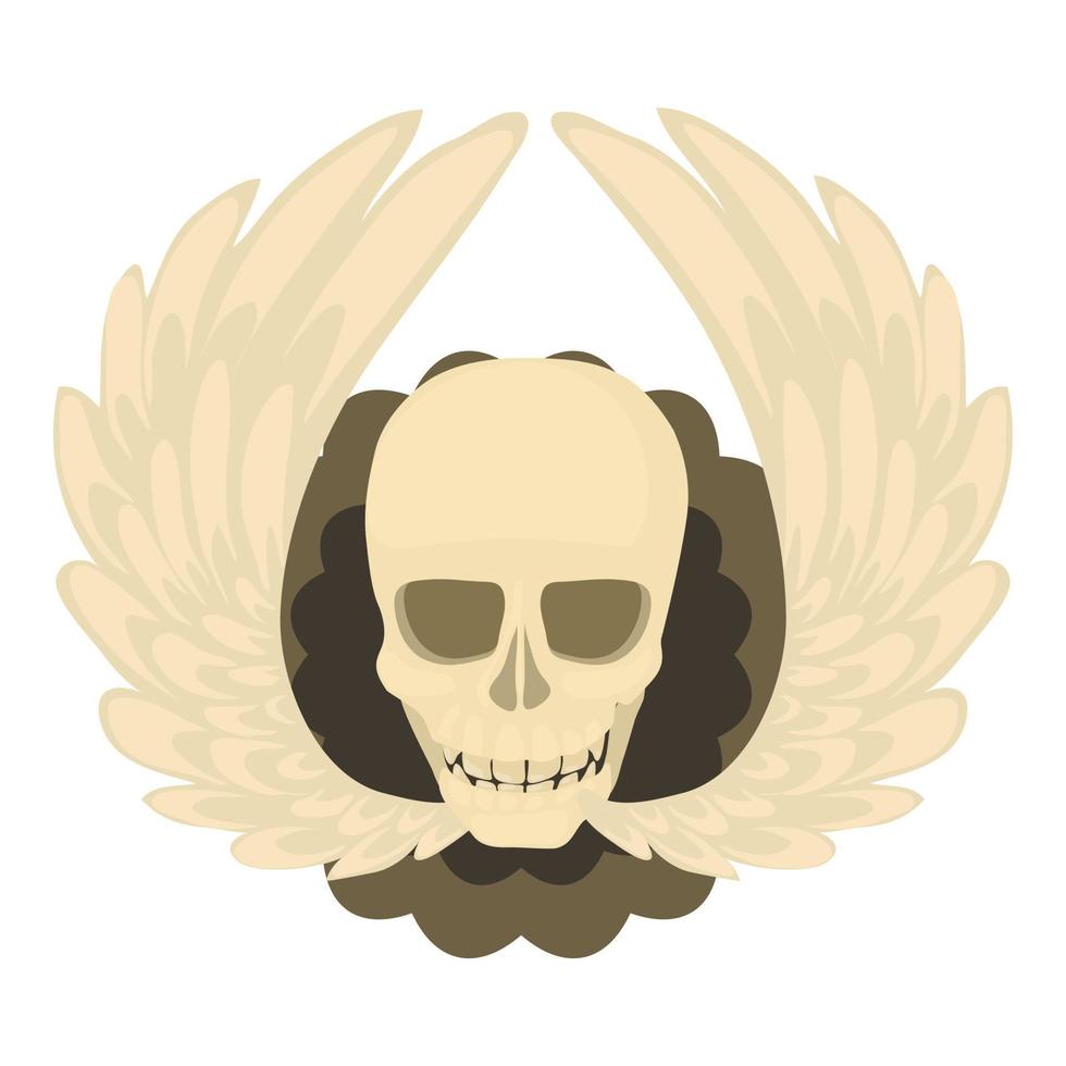 Skull with wings icon, cartoon style vector