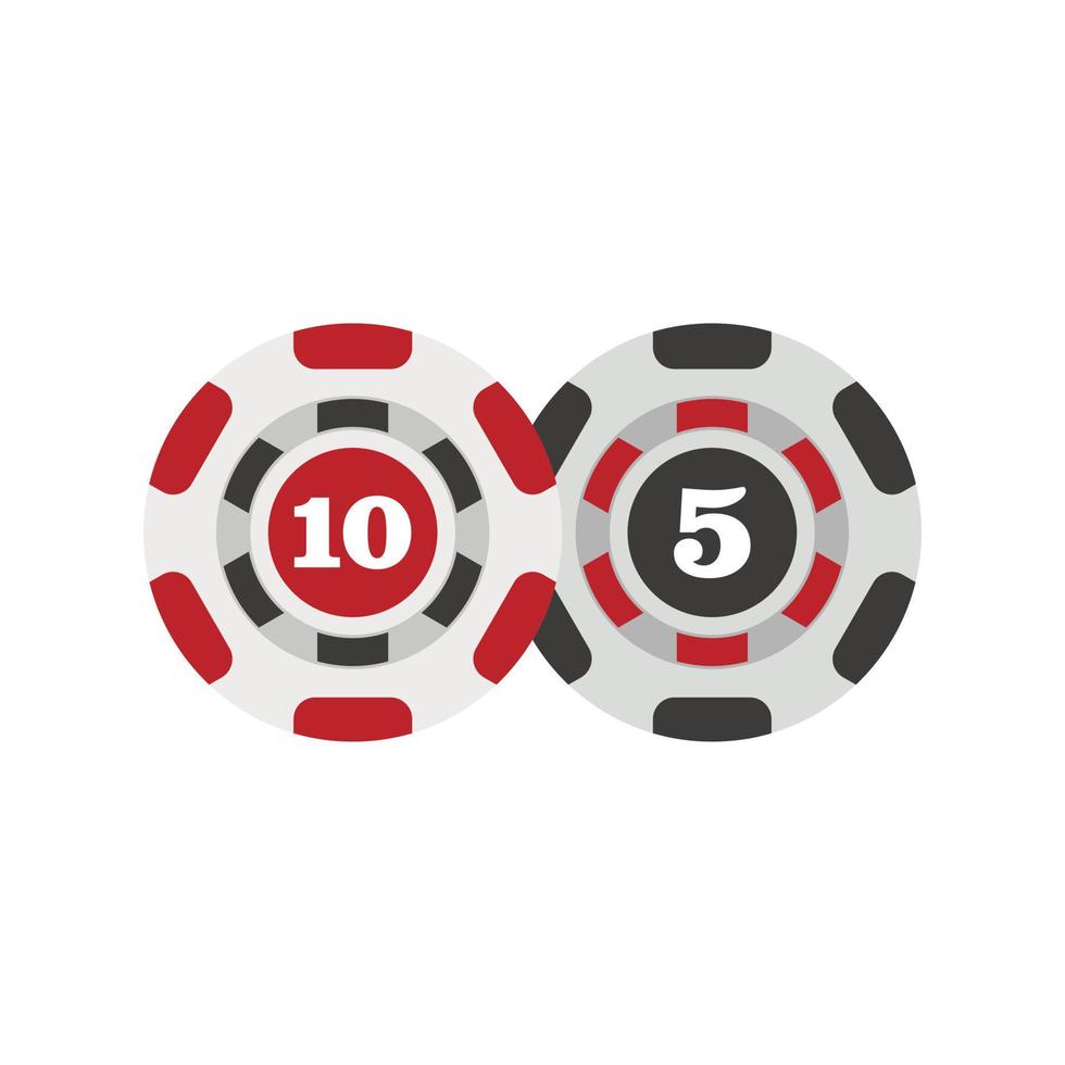 Poker chips nominal five and ten icon, flat style vector