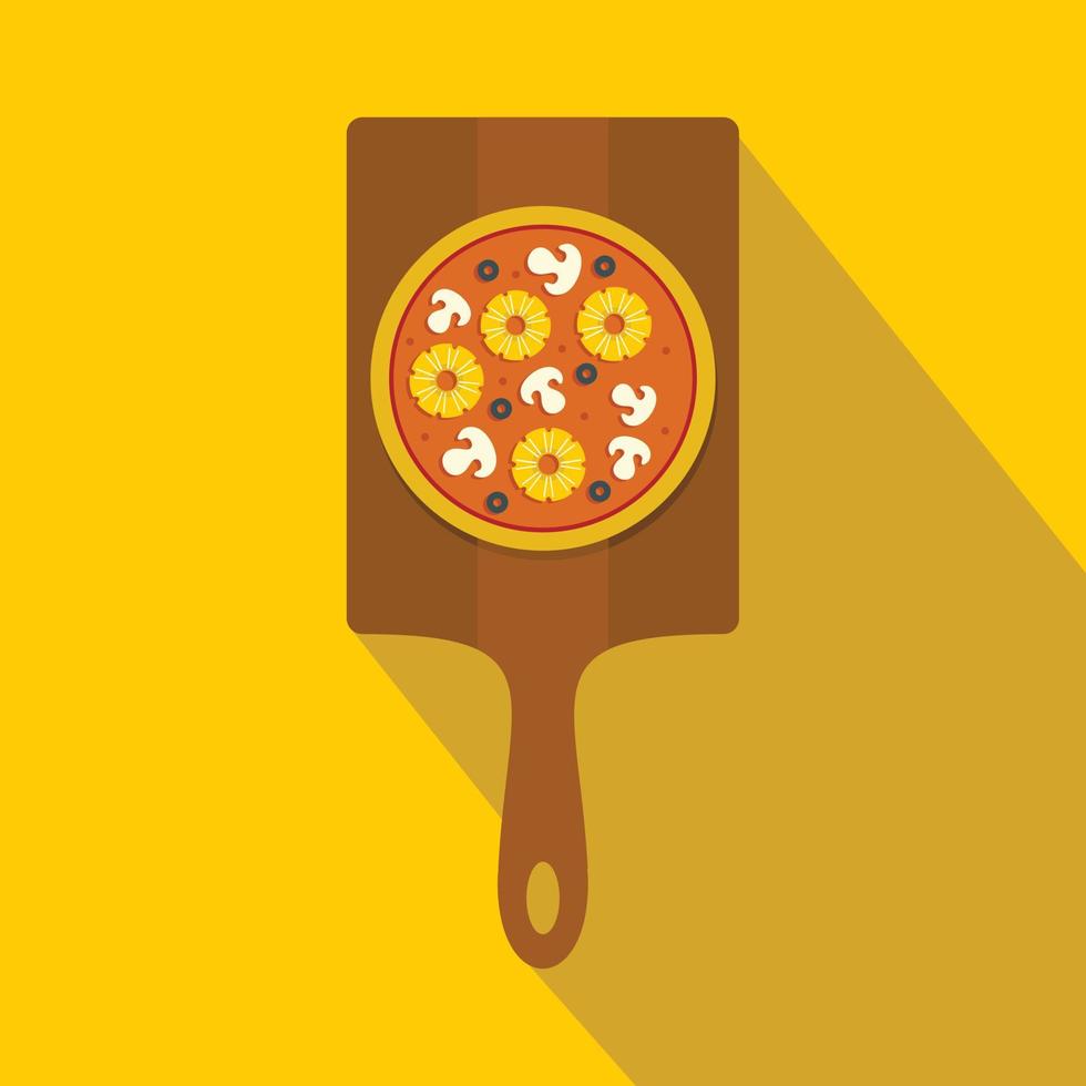 sabrosa pizza con icono de piña, champiñones, aceitunas vector