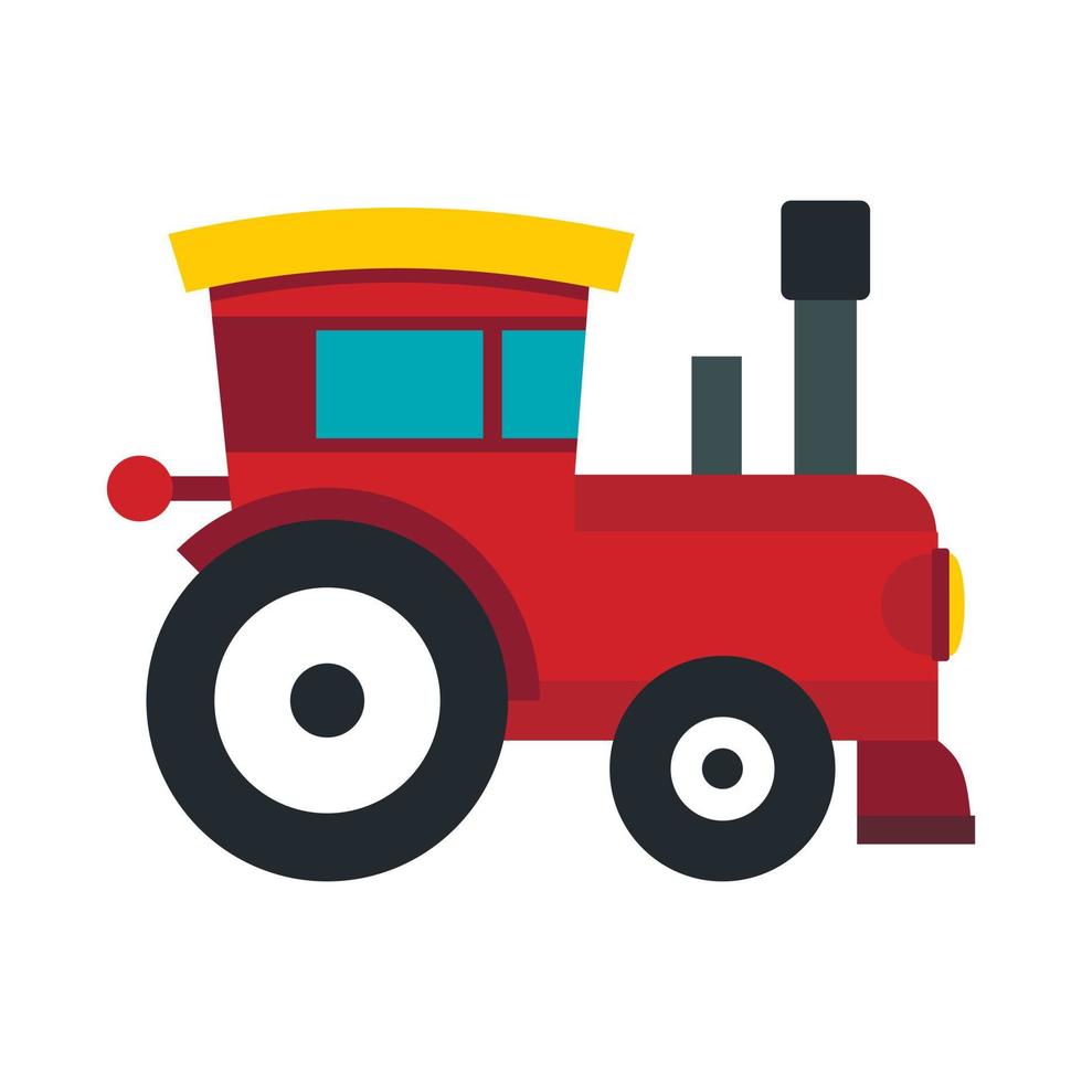 Red toy train icon, flat style vector