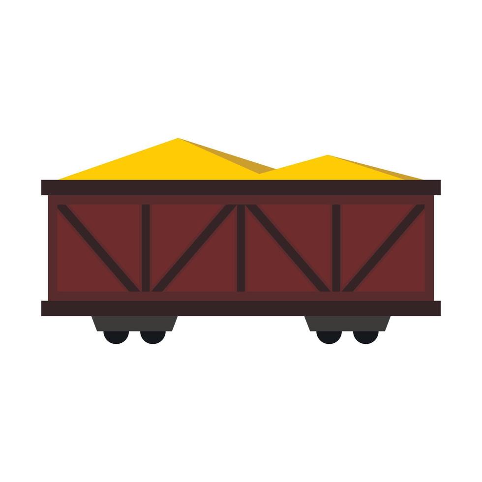 Train cargo wagon icon, flat style vector