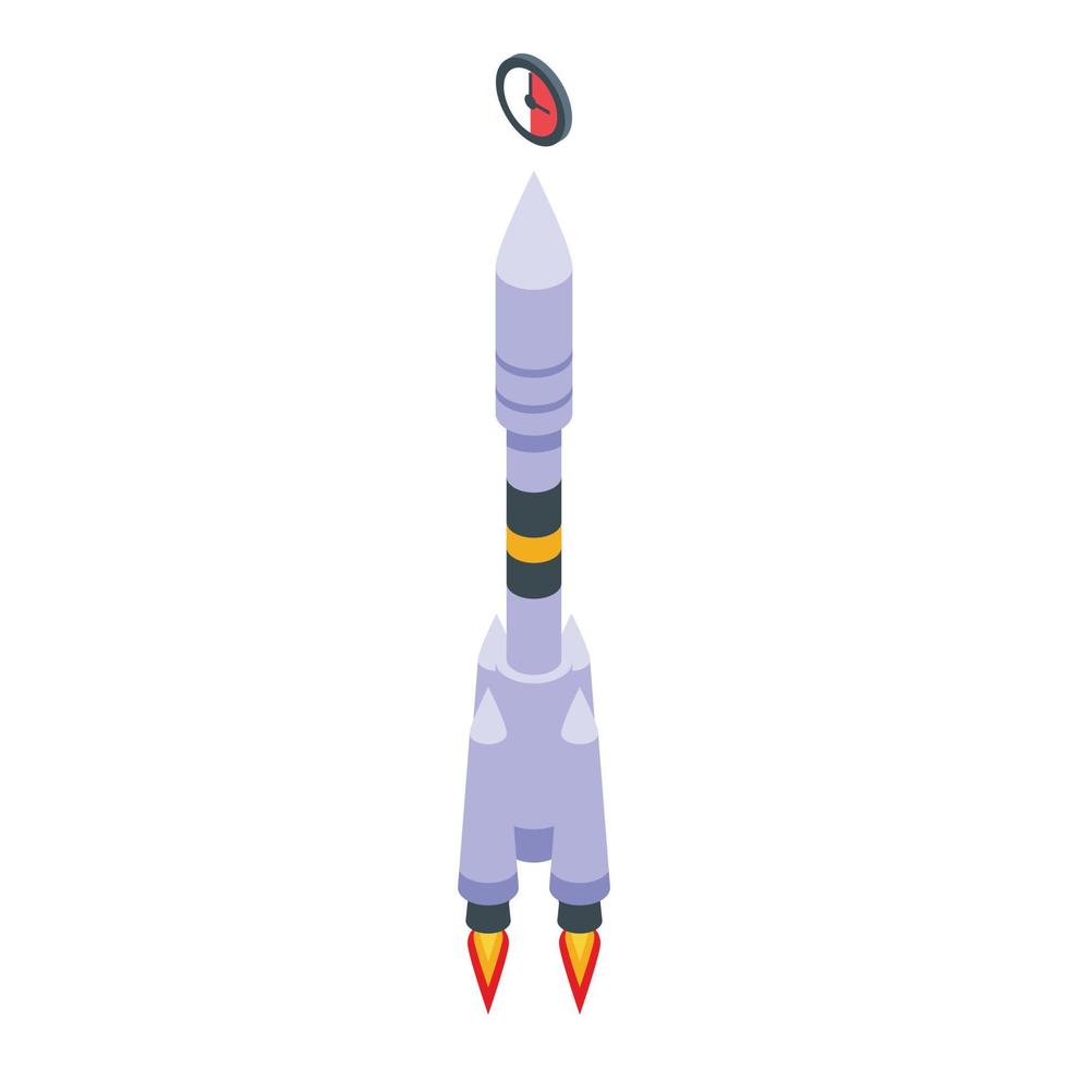 Launch rocket time icon isometric vector. Start spacecraft vector