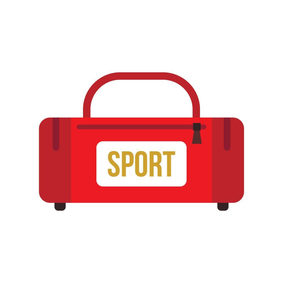 Red sports bag icon, flat style vector