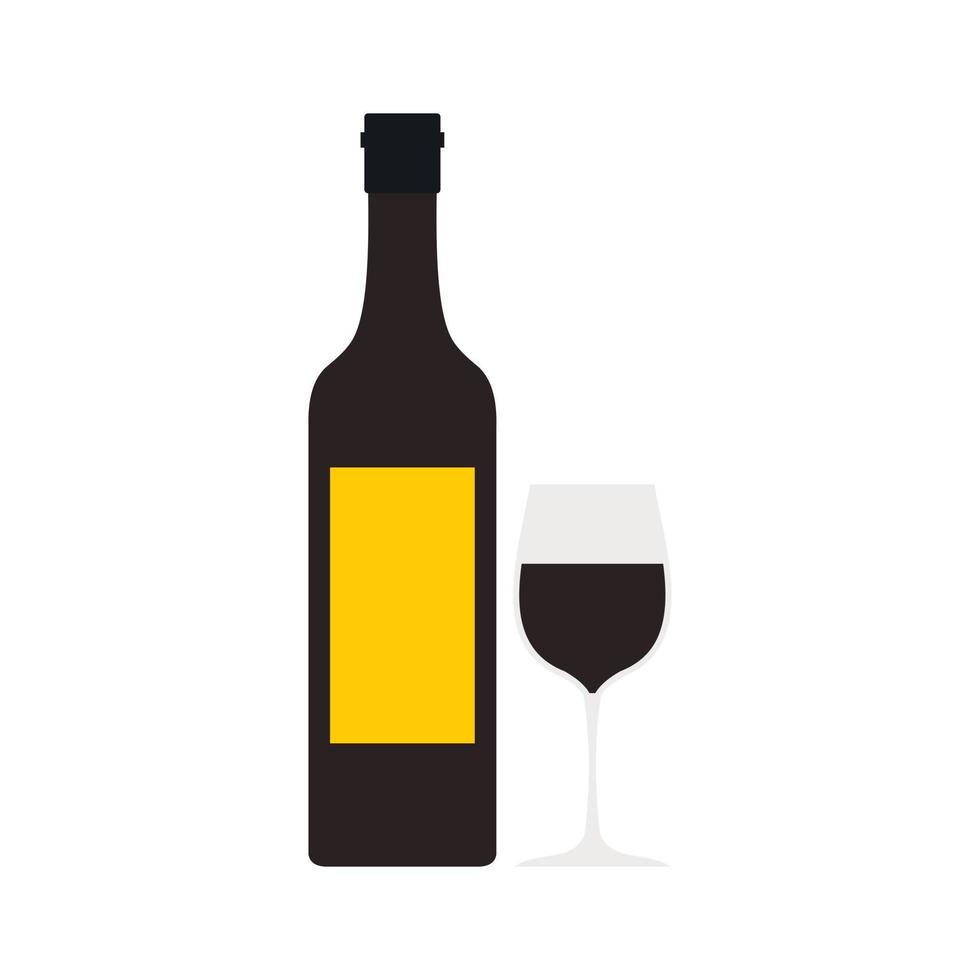 botella de vino, icono, plano, estilo vector