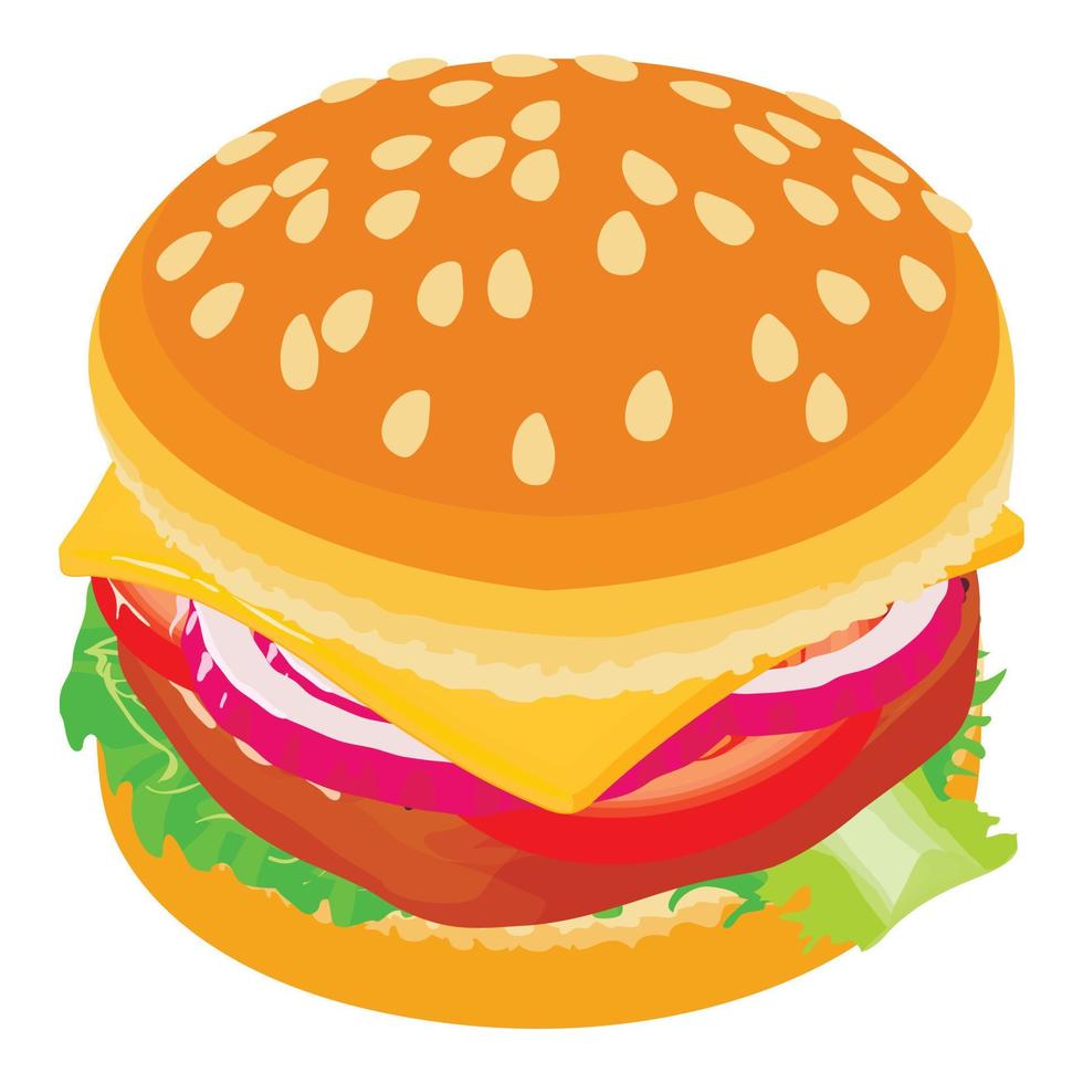 icono de hamburguesa grande, estilo isométrico vector