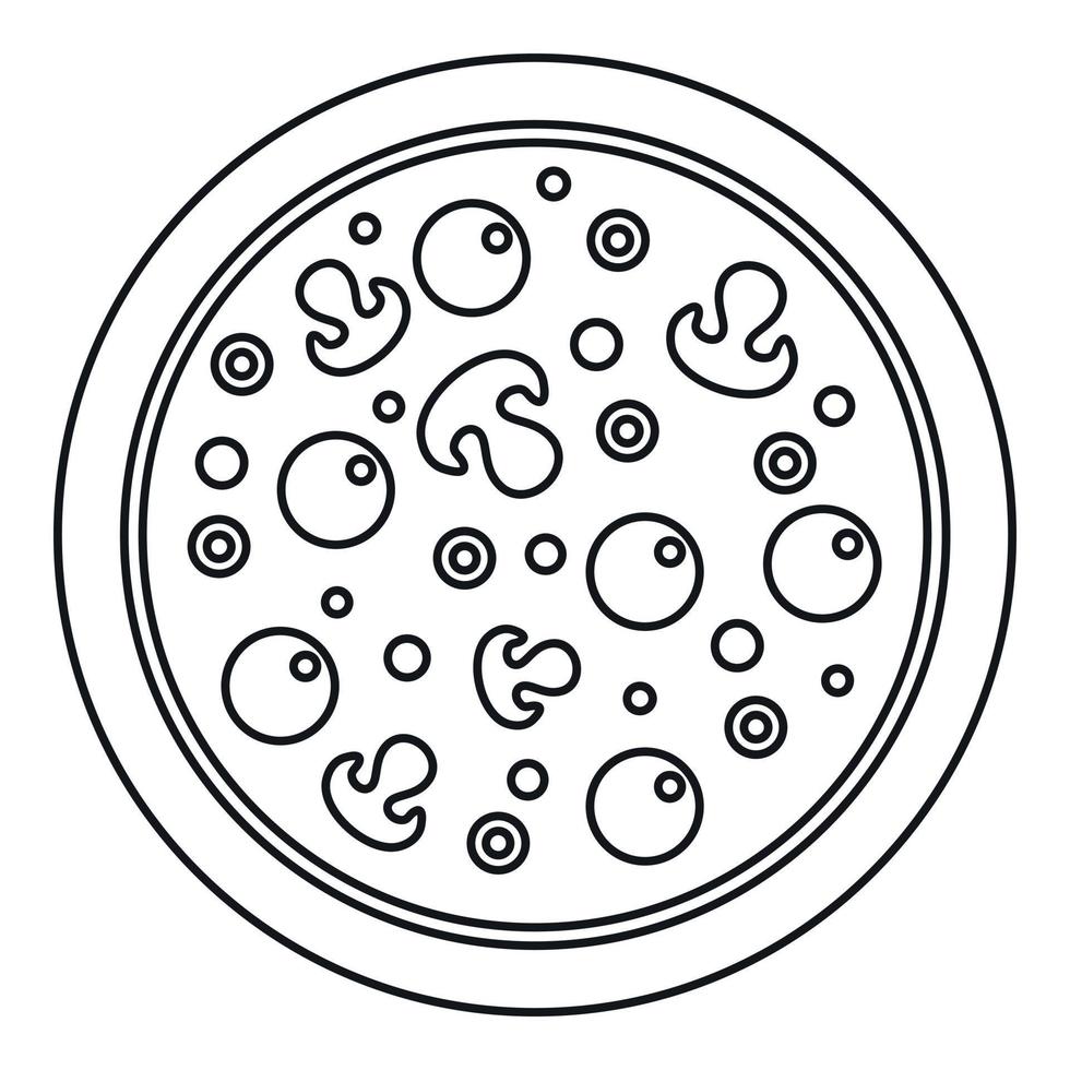 Pizza with olives and mushrooms and egg yolks icon vector