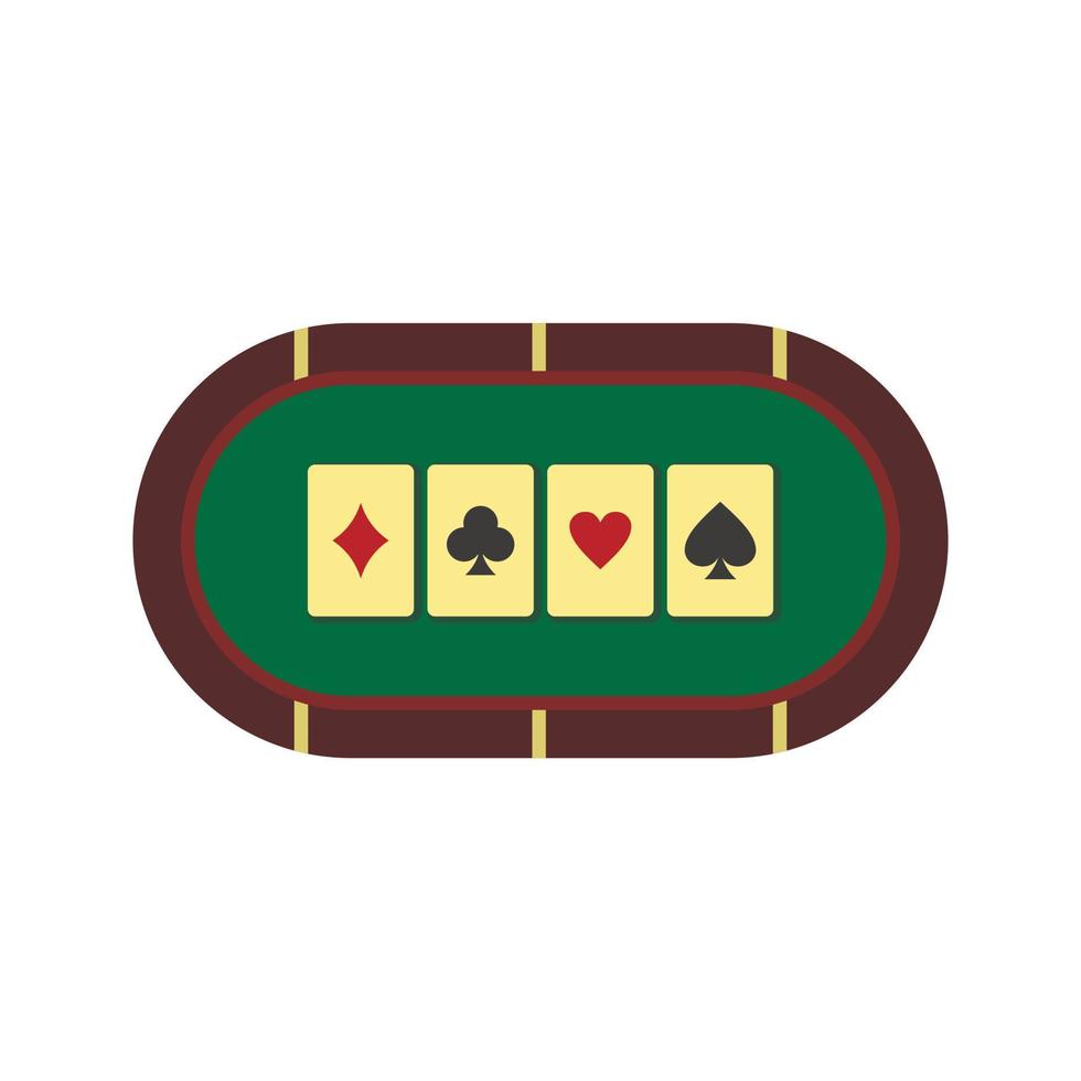 Green poker table icon, flat style vector
