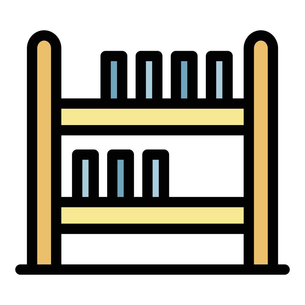 Kid room bookshelf icon color outline vector