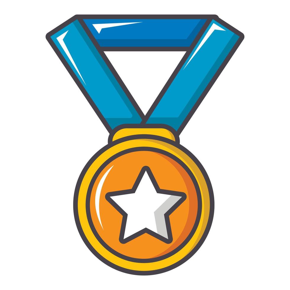 Gold medal icon, cartoon style vector