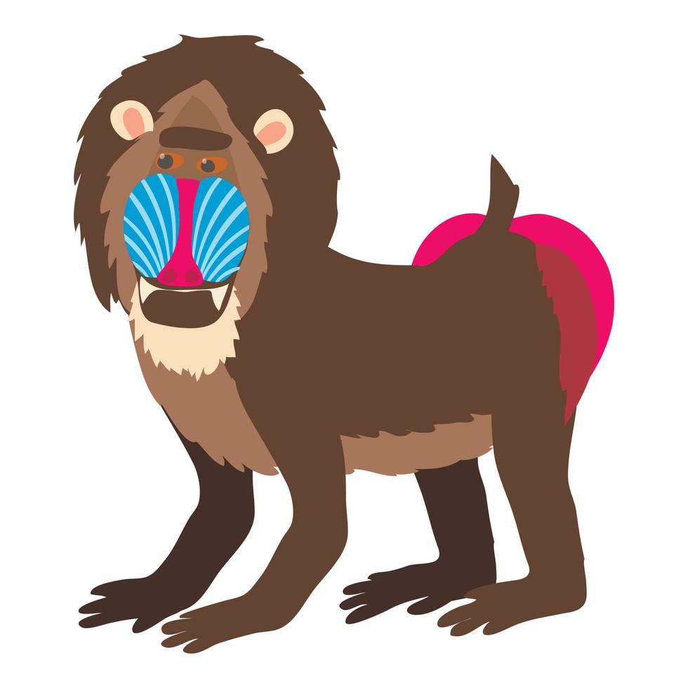 Mandrill icon, cartoon style vector
