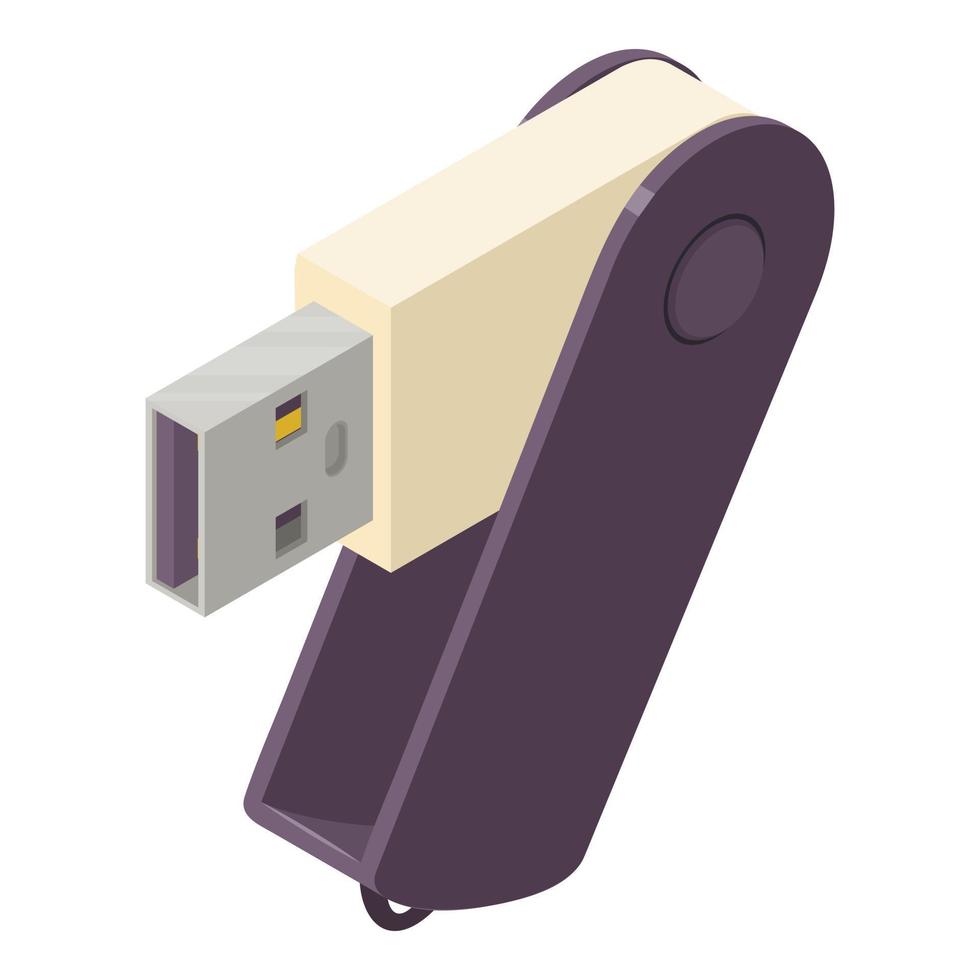 Portable flash drive icon, isometric style vector