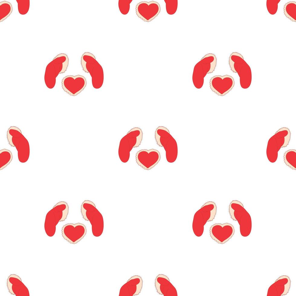 Red mittens and red heart pattern seamless vector