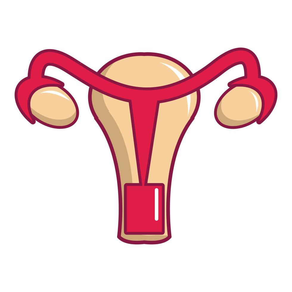 icono del sistema reproductivo femenino, estilo de dibujos animados vector
