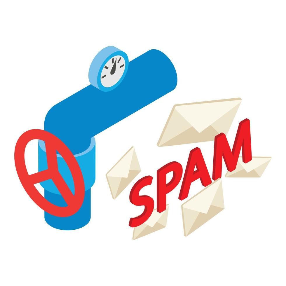 Spam attack icon isometric vector. Closed white mail envelope and part pipe icon vector