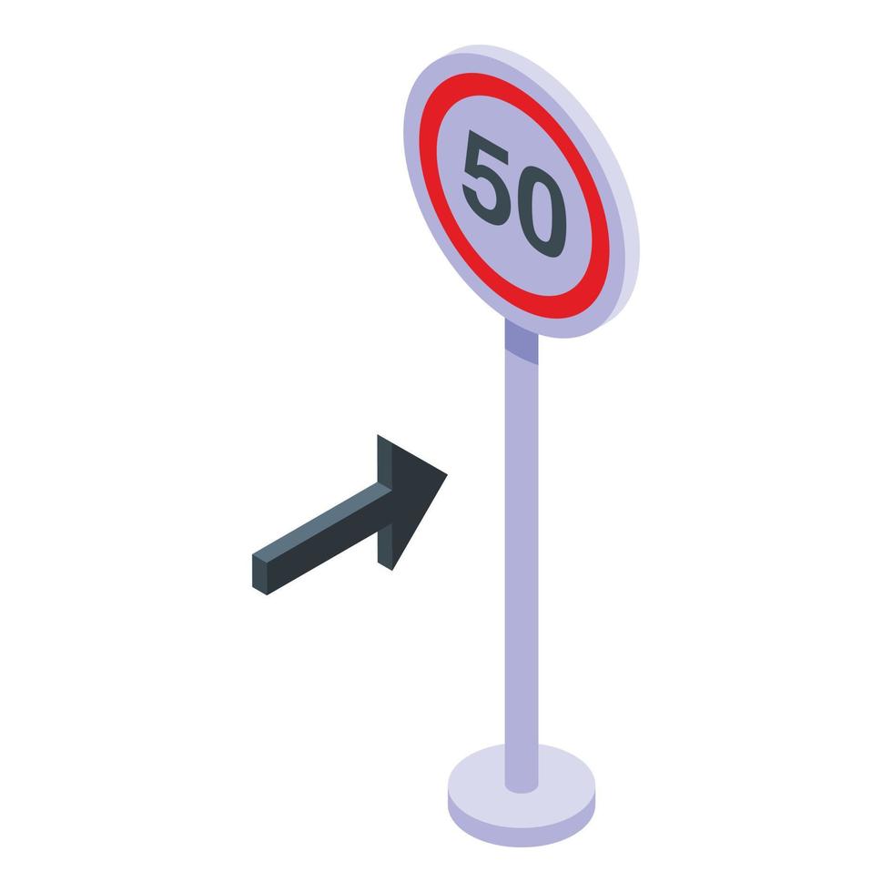 icono de señal de límite de velocidad vector isométrico. carretera de tráfico