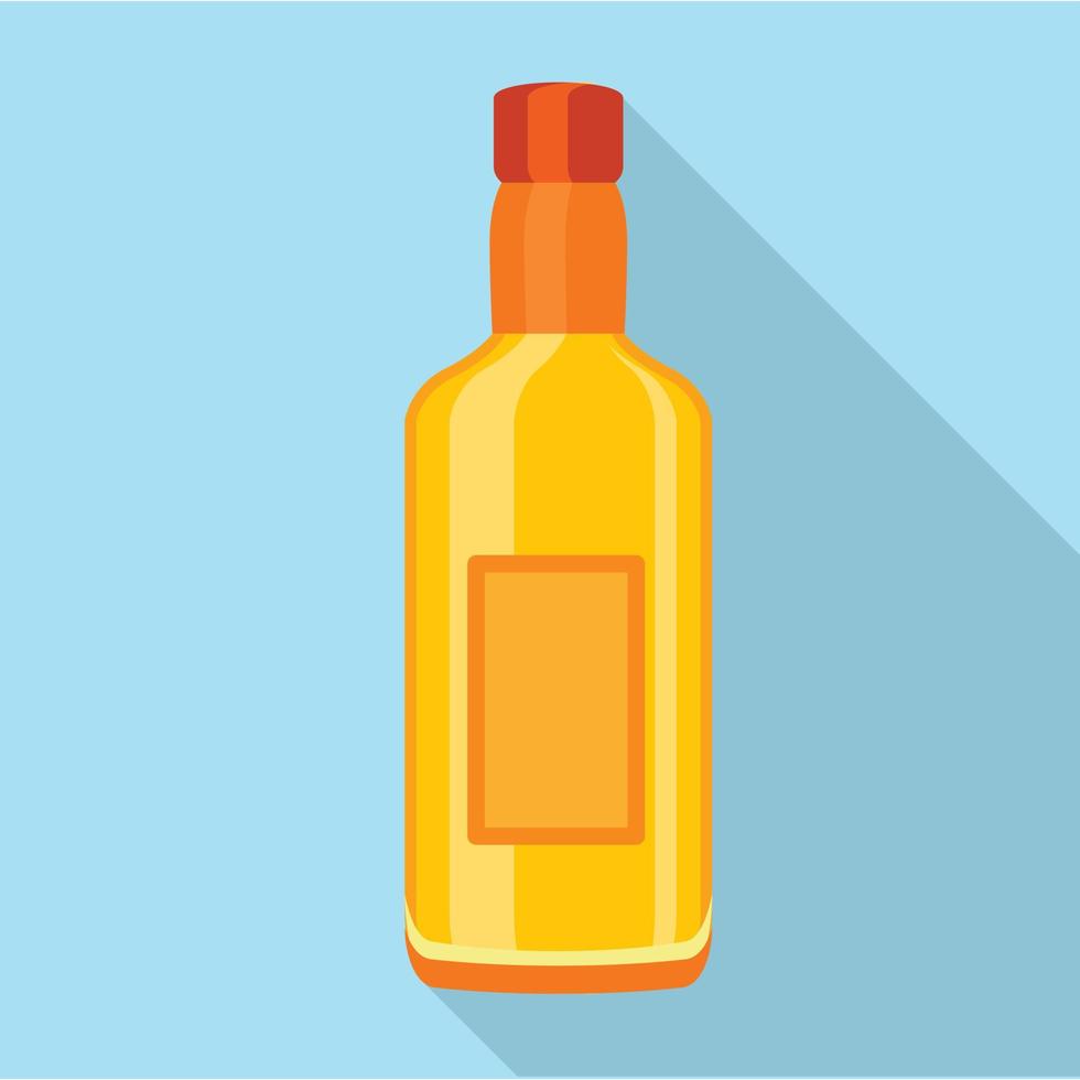 Glass cognac vodka bottle icon, flat style vector