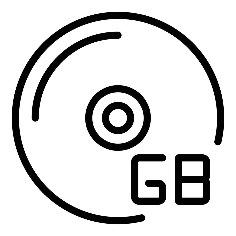 vector de contorno de icono de cd gigabyte. almacenamiento de código