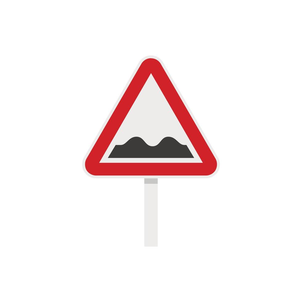 icono de señal de carretera llena de baches, estilo plano vector
