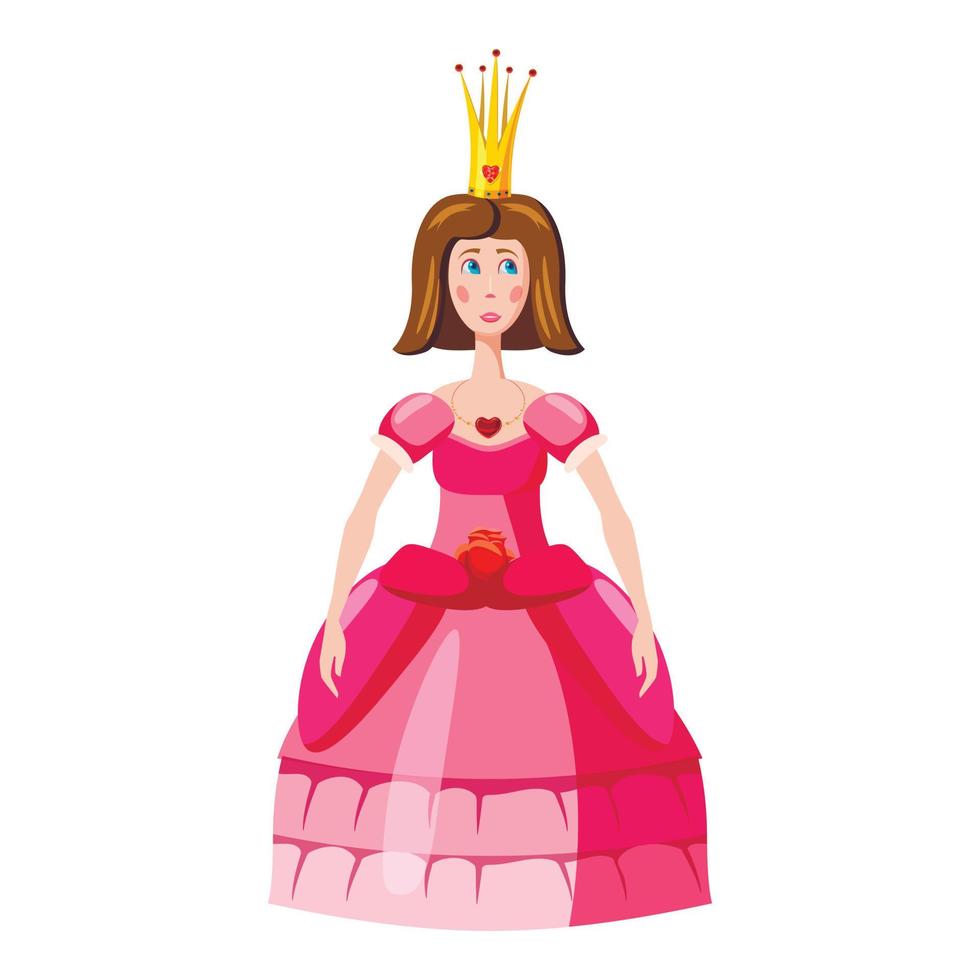 Princess icon, cartoon style vector