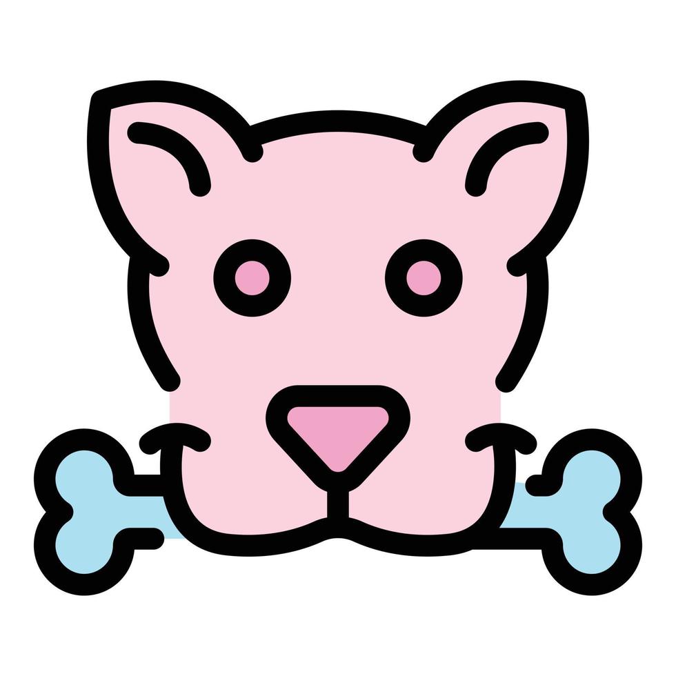 Dog with bone icon color outline vector