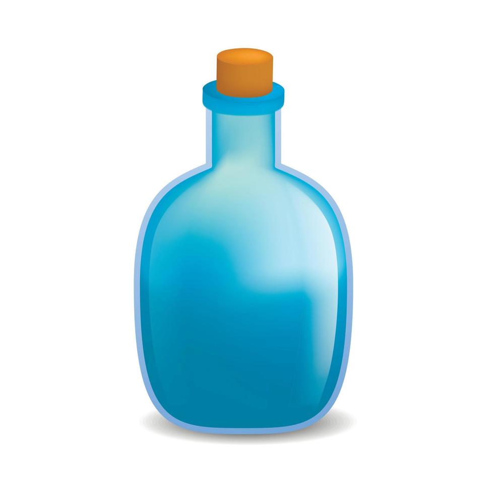 Blue poison bottle mockup, realistic style vector