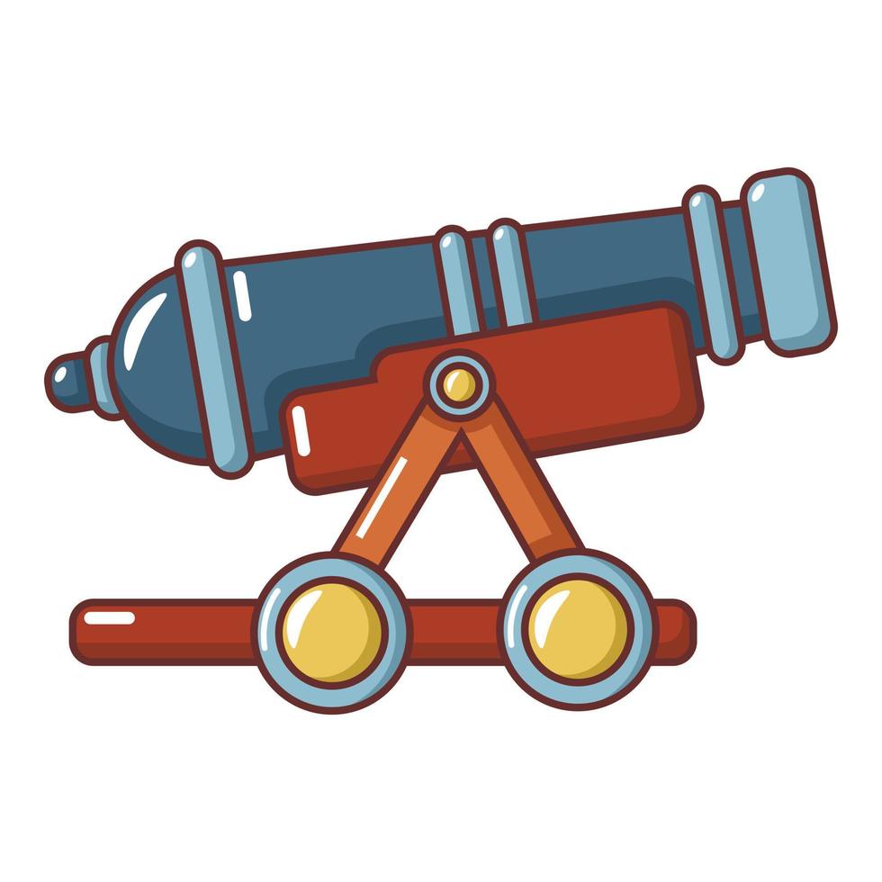Enemy cannon icon, cartoon style. vector