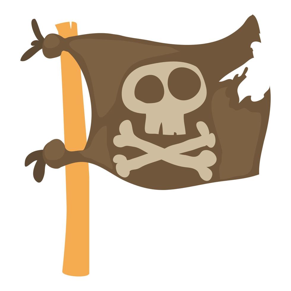 Jolly Roger icon, cartoon style vector