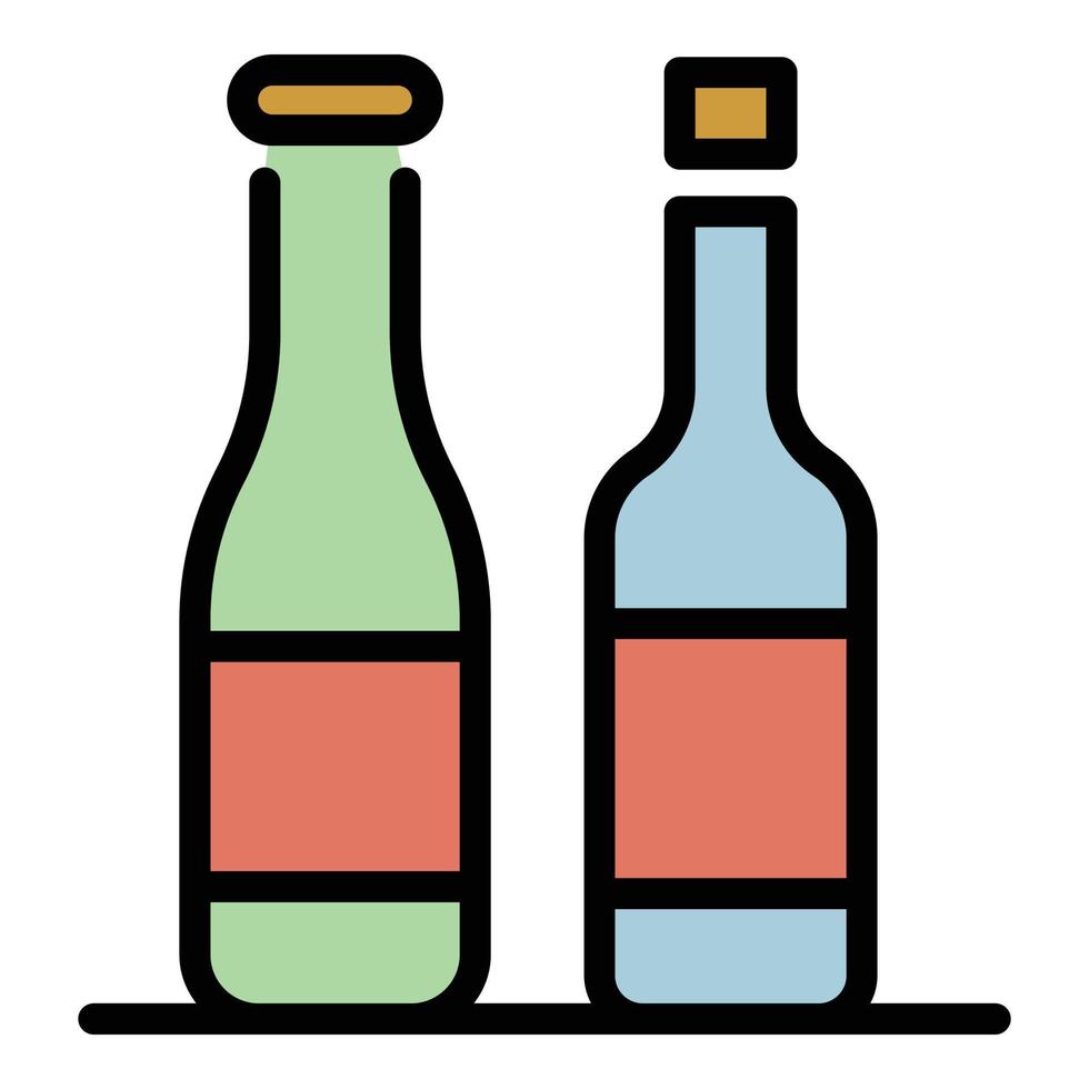 vector de contorno de color de icono de botellas de salsa